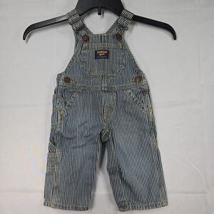 Oshkosh B’Gosh Bib Overalls Hickory Stripe Railroad Blue White Size 6 Months